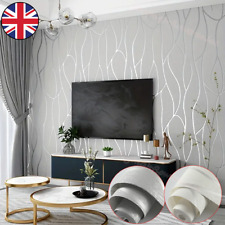 10M Textured Wallpaper Modern Geometric Line Glitter Pattern Wall Paper Roll UK
