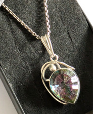 Vintage mystic topaz 925 sterling silver necklace. Boxed