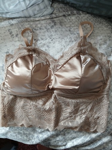 Brown silky feel lacy long - lacy,