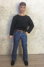 Denim trousers with belt and
