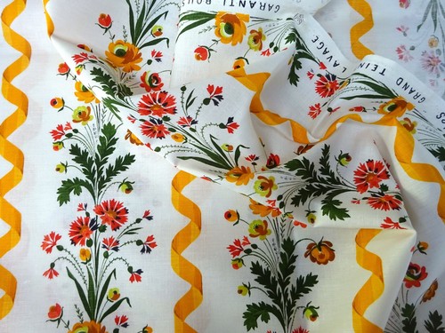 Vintage french cotton fabric - vintage,