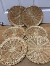 6 X Vintage Wicker  Plate Charger 24.5cm Diameter