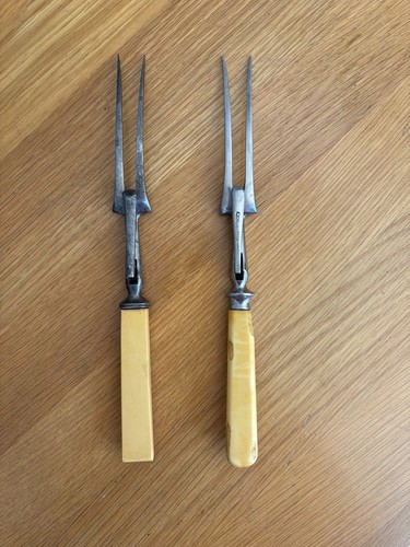 Two vintage meat carving forks - vintage,