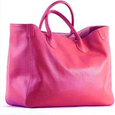 Large Pink Leather Tote Bag