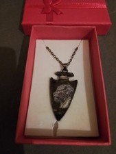 Costume Jewellery  Black Chain With Lion Arrow Shaped Pendant