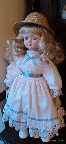 Vintage porcelain doll blonde - vintage,