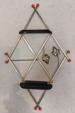 Vintage 1950s Atomic Wall Mounted Mini Shelves, folding metal display