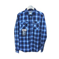 Dixxon Flannel Company West Coast Customs Blue Plaid Snap Shirt Size Large