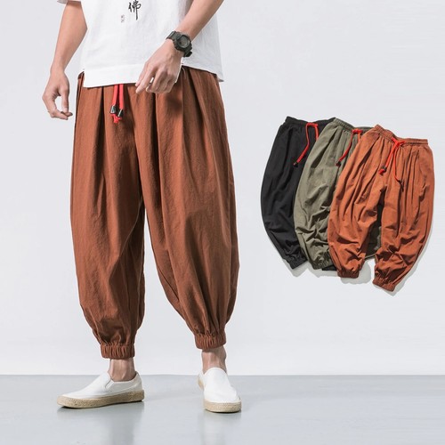 Men linen harem pants loose - linen,