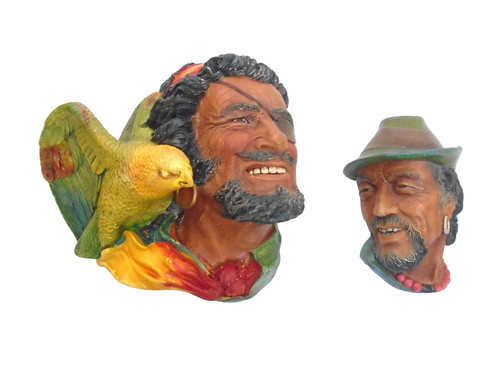 Bossons chalkware heads pair - chalkware,