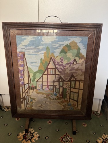 Vintage wooden fire - vintage, screen