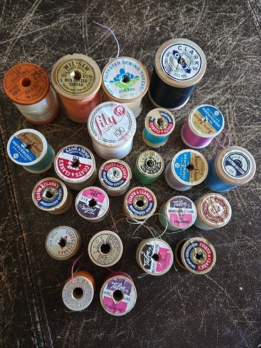 Vtg lot wooden sewing - vtg,