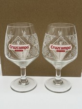 2 x Cruzcampo Pint Chalice Glasses
