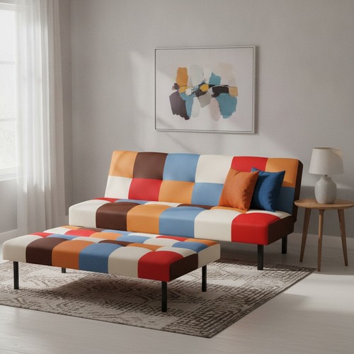 Rainbow patchwork fabric - rainbow,