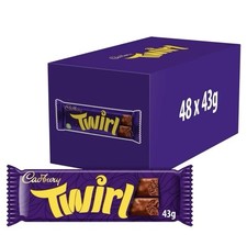 Cadbury Twirl Original Chocolate Bars 48x43g Free Delivery