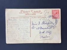 T GB 1919 THORNTON STEWARD BEDALE RUBBER POSTMARK ON POSTCARD TO SCARBOROUGH