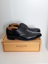 Barker X Russell & Bromley UK 10.5 Black Leather Mens Formal Shoes Wedding 