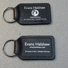 2 X GENUINE VAUXHALL EVANS HALSHAW MAIN DEALER CAR KEY FOB KEY RINGS LEATHER !!