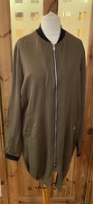 Ladies Size M 12-14 Long Thin Lightweight Jacket Army Green VGC Pull & Bear Mod