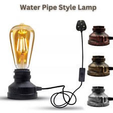 Vintage Steampunk Table Lamp Desk Plug in Holder 1.5m Retro Water Pipe Style UK
