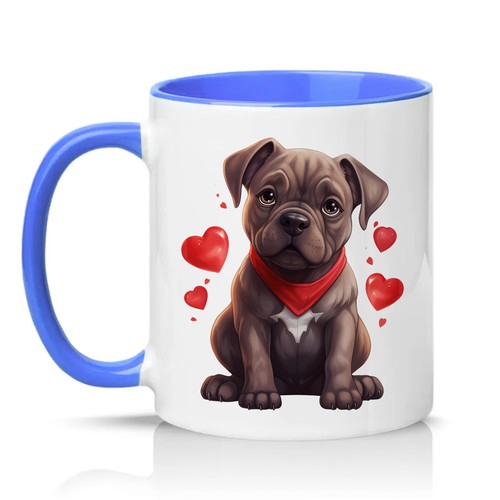 Staffy puppy red - hearts, unisex