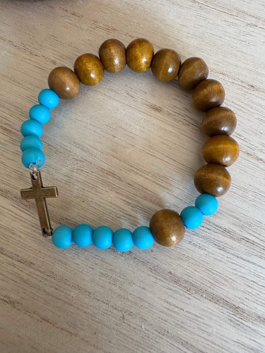 Dark wood rosary bracelet - dark,
