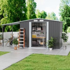4x8ft Metal Garden Shed w/Open