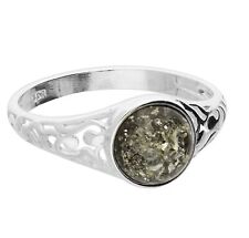 Ring Green Amber Cabachon Ring