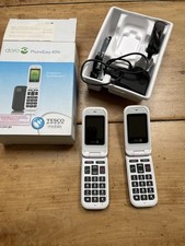 2 x Doro Phone Easy 409s Black Flip Fold Mobile Phones Tesco Amplified Sound 
