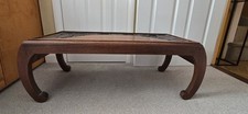 Engraved Scenes Chinese Opium Table Late 20th Century Curved Feet Good Condition