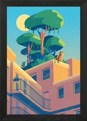 Rooftop garden with tiger