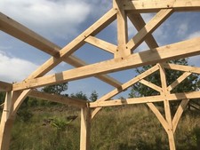 Curved Or Straight Bespoke Green Oak Roof Truss With Purlins And Ridge Beam