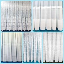 White Lace Cheap Net Curtains Rod Slot Ready to Use Sold By the Metre 11 Drops