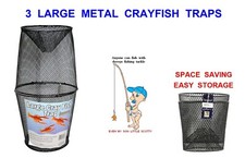 3 LARGE METAL CRAYFISH TRAPS
