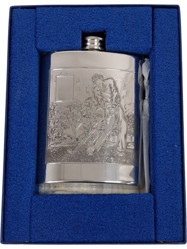 Engraved pewter hip flask golf - engraved,