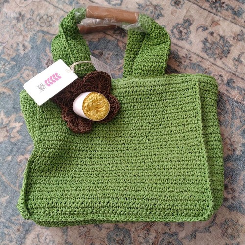 Orla kiely green crochet tote - green,