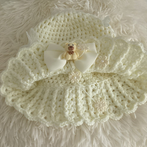 Cream floppy brimmed - , hat