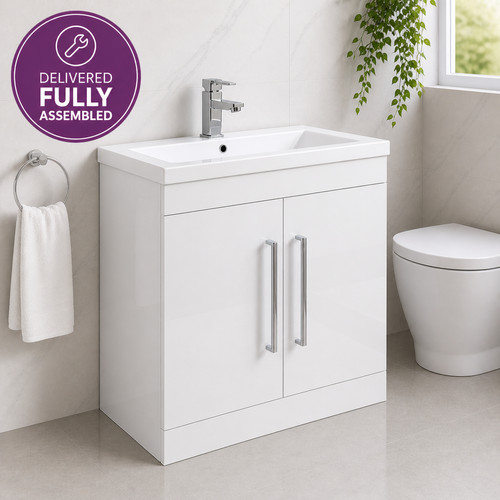 800mm white gloss vanity unit - white,