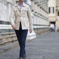 Mens Coats Safari Jacket Linen