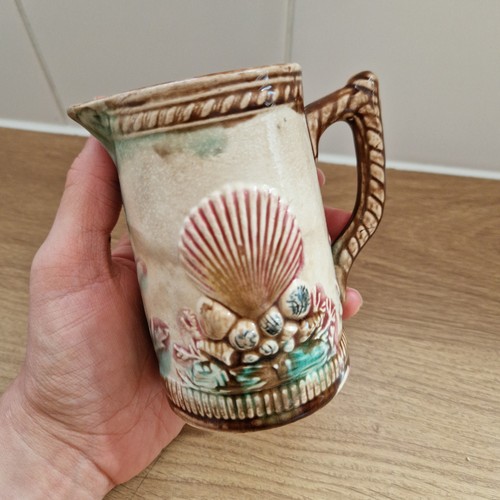 Antique majolica jug nautical - antique,