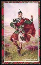 Artist Postcard A Highland Dancer, Scotsman Dances in Kilt 