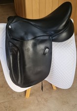 Ava Dressage Saddle 17in  Wide Black Leather Can Be Used For Showing Air panels