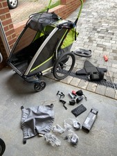 Thule Chariot Cab 2 Double 2-Seat Bike Trailer for Kids Foldable - light Green