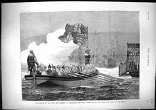 Old Antique Print 1874 Duke Duchess Edinburgh Royal Barge Boat Yacht Ship 19th