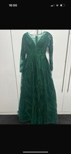 Green Embellished Embroidered Wedding Guest Gown Long Emerald 