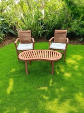 Teak Garden Chairs Set With Coffee Table Three Piece Outdoor Patio Furniture