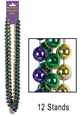 Mardi gras party beads - party, 7.5mm