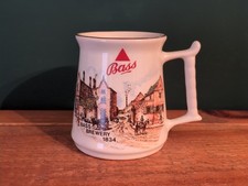 Bass Brewery Ceramic Goldprint Burton On Trent Beer Ale Tankard Pub Breweriana 