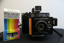 Vintage Polaroid Super Colour Swinger Land Camera, From 1975, Black, In Box