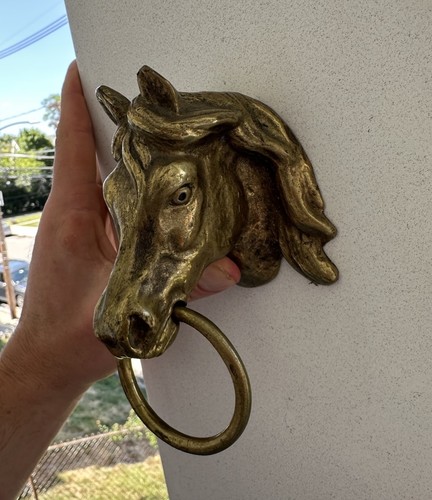 Vintage brass horse - brass, door
